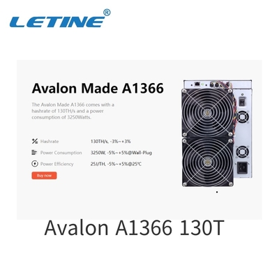 LETINE Canaan Avalonminer A1366 130T Avalon Power Consumption 3250W