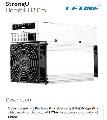 BTC 84Th Strongu Hornbill H8 Pro SHA-256 3360W 76db