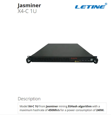 Jasminer X4-C 1U EtHash Asic Miner 450Mh 240W For Home IDC Room Professional Sites