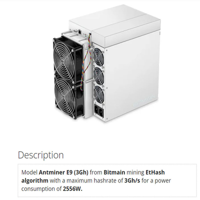 Bitmain Asic Antminer E9 3Gh/S 2556W bitmain antminer e9 profitability EtHash ETH ETC most profitable asics