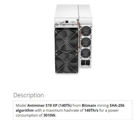 Ethernet Interface Bitmain BTC Miner Antminer S19 XP 140Th Block Chain Miner