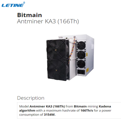 Bitmain Antminer KA3 166Th KDA Mining Asic Miner Kadena Crypto 4 Fans