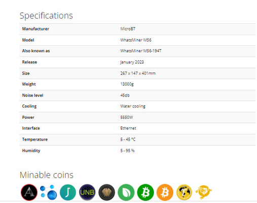 Hydro Cooling Water Cooling Whatsminer M56 188T 194T 212T BTC Bitcoin Asic Miner