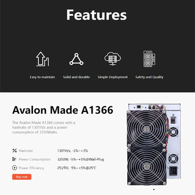 A1346 A1366 Canaan Avalon Miner 1346 110T Bitcoin Miner With Power Supply