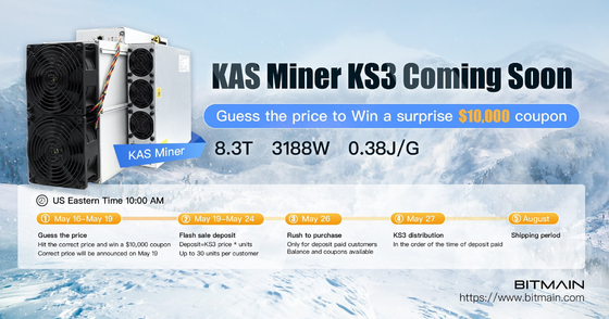KHeavyHash KASPA Coin Mining Antminer KS3 8.3T 3188W Asic Miner