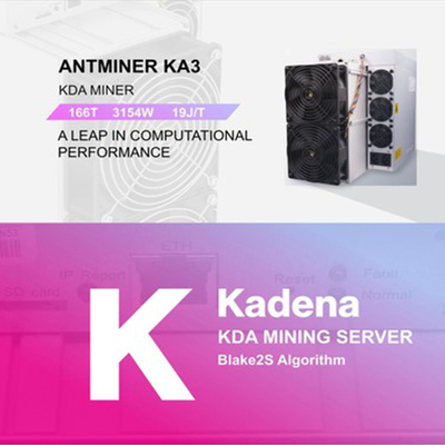 Blockchain 166T 3154W KDA Asic Miner Bitmain Antminer KA3 166th/S