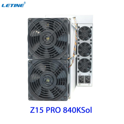 Antminer Z15 Pro from Bitmain mining Equihash algorithm with a maximum hashrate of 840ksol/s power consumption 2560W