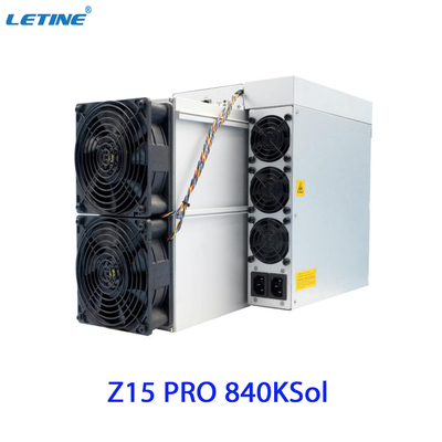 Antminer Z15 Pro from Bitmain mining Equihash algorithm with a maximum hashrate of 840ksol/s power consumption 2560W