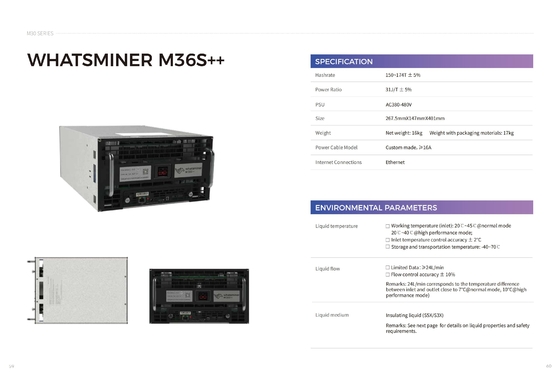 Hydro Cooling MicroBT Whatsminer M36s 174t 222t Ethernet Connection For Industrial Cooling