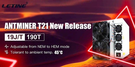 Antminer T21 Bitcoin Asic Miner BTC/BCH/BSV SHA256 Air Cooling Miner 190T 3610W 19.0J/T