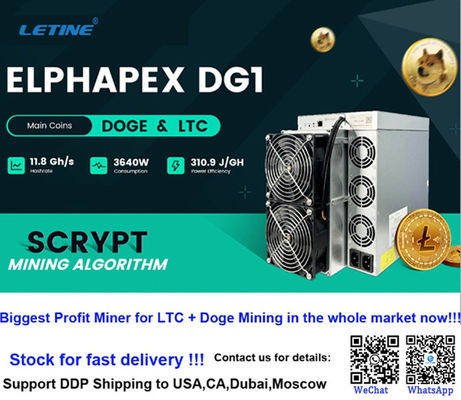 New Asic Miner Elphapex DG1 11G DG1+ 14G 14.4G LTC Doge Coin Miner Antminer L7 L9 17.6G LTC Miner