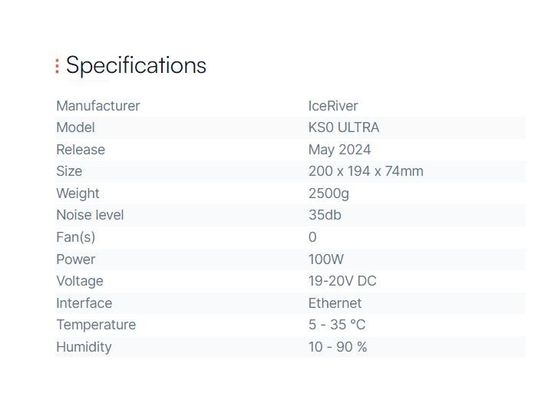 Stock IceRiver Mining KS0 ULTRA 400Gh/s 100W Blockchain Crypto Asic Miner