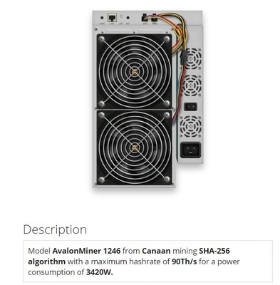 BTC 87T 90T 93T Avalon A1246 85t SHA256 3420W Ethernet Interface