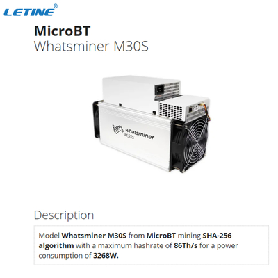 M30S MicroBT Whatsminer M31S+ 86Th/S SHA-256 Algorithm 3268W M31S M32S M21S