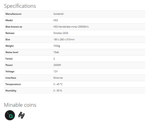 Blake2B-Sia Goldshell Asic Miner 4Th 2000W 2000Gh/S HS3 Handshake
