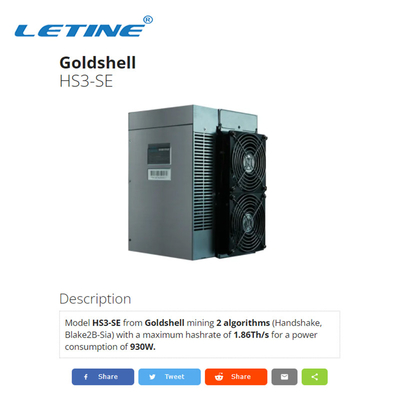 1.86T 930W Goldshell Handshake Asic Miner HS3-SE Blake2B-Sia