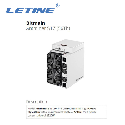 Second Hand Bitmain Antminer S17 56T 2520W BTC Mining Machine T17 64T S17+ 73T 76T Asic Miner