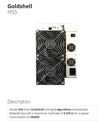 HS5 HS3 HSBOX Goldshell Asic Miner Handshake Blake2B-Sia HNS ASIC Miner 2650W