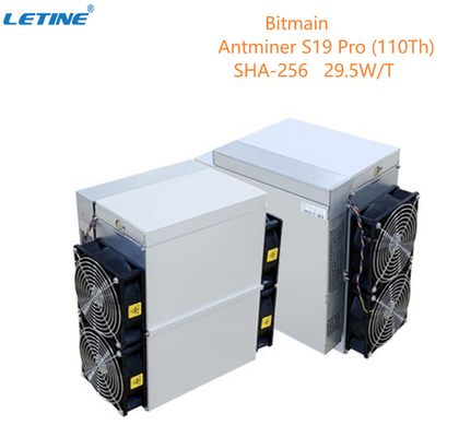 SHA 256 Asic Bitcoin Miner Bitmain Antminer S19 Pro 110th 3250W