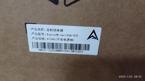 1246 93T Canaan Avalonminer SHA 256 Algorithm 38W Per T BTC Asic Miner A1246 93T
