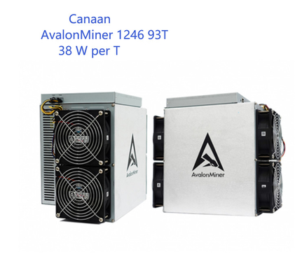 1246 93T Canaan Avalonminer SHA 256 Algorithm 38W Per T BTC Asic Miner A1246 93T
